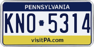 PA license plate KNO5314