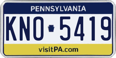 PA license plate KNO5419