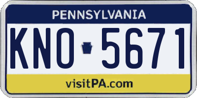PA license plate KNO5671