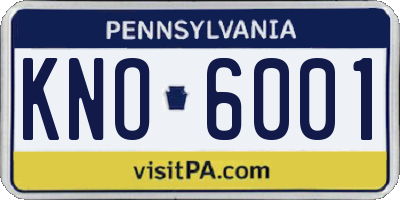PA license plate KNO6001