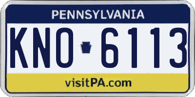 PA license plate KNO6113