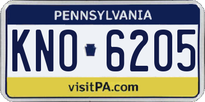 PA license plate KNO6205