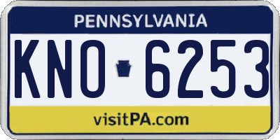PA license plate KNO6253