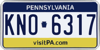 PA license plate KNO6317