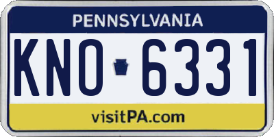 PA license plate KNO6331