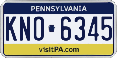 PA license plate KNO6345