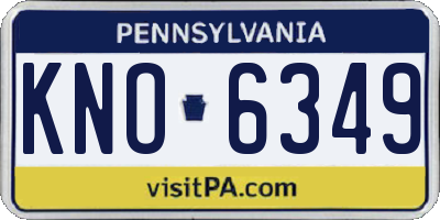 PA license plate KNO6349