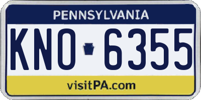 PA license plate KNO6355