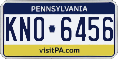 PA license plate KNO6456