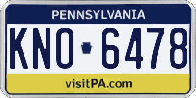 PA license plate KNO6478