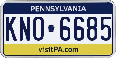 PA license plate KNO6685