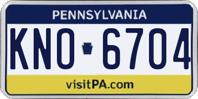 PA license plate KNO6704