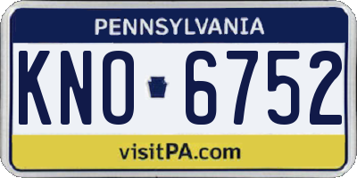 PA license plate KNO6752
