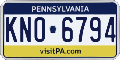 PA license plate KNO6794