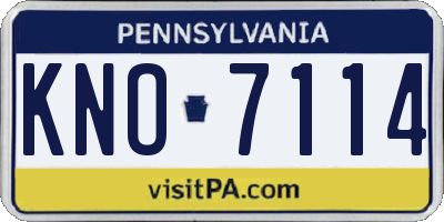 PA license plate KNO7114