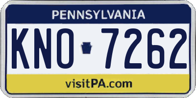 PA license plate KNO7262