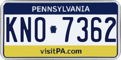 PA license plate KNO7362