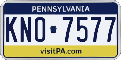 PA license plate KNO7577