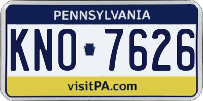 PA license plate KNO7626