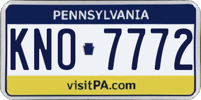 PA license plate KNO7772