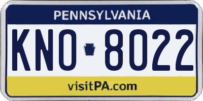PA license plate KNO8022