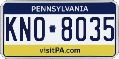 PA license plate KNO8035
