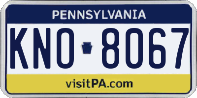 PA license plate KNO8067