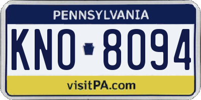 PA license plate KNO8094