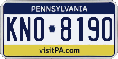 PA license plate KNO8190