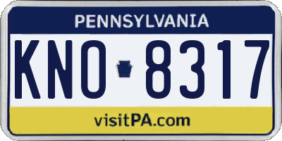 PA license plate KNO8317