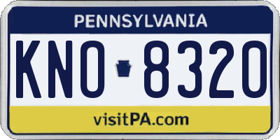 PA license plate KNO8320