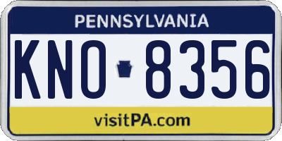 PA license plate KNO8356