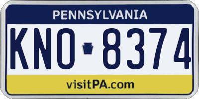 PA license plate KNO8374