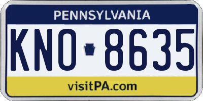 PA license plate KNO8635