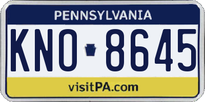PA license plate KNO8645