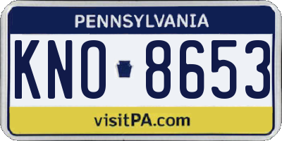 PA license plate KNO8653