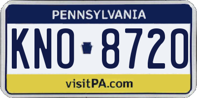 PA license plate KNO8720
