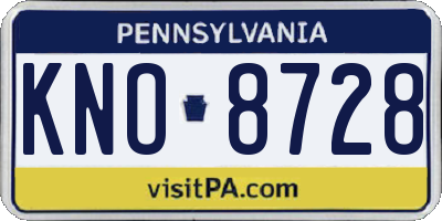 PA license plate KNO8728