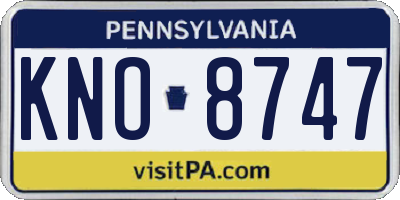 PA license plate KNO8747