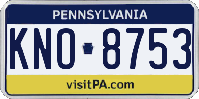 PA license plate KNO8753