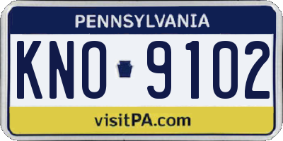 PA license plate KNO9102