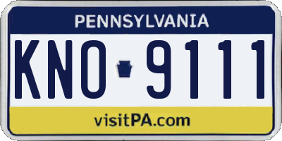 PA license plate KNO9111