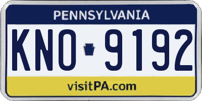 PA license plate KNO9192