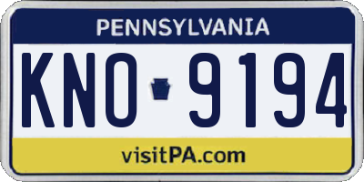 PA license plate KNO9194