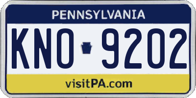 PA license plate KNO9202
