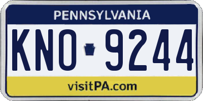 PA license plate KNO9244