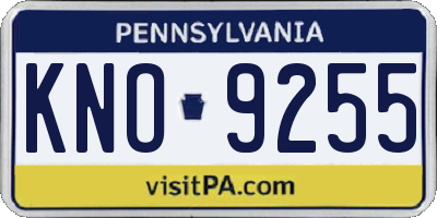 PA license plate KNO9255
