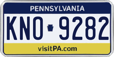 PA license plate KNO9282