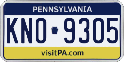 PA license plate KNO9305