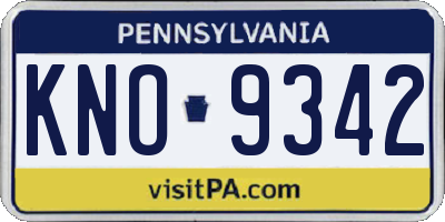 PA license plate KNO9342